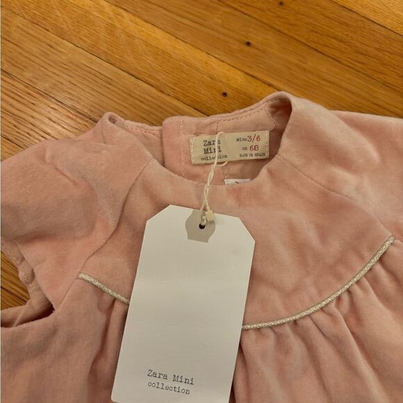 Zara light pink velour velvet dress and diaper cover NWT - Picture 4 of 6